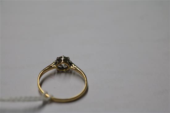 An 18ct gold, platinum and solitaire diamond ring, size M.